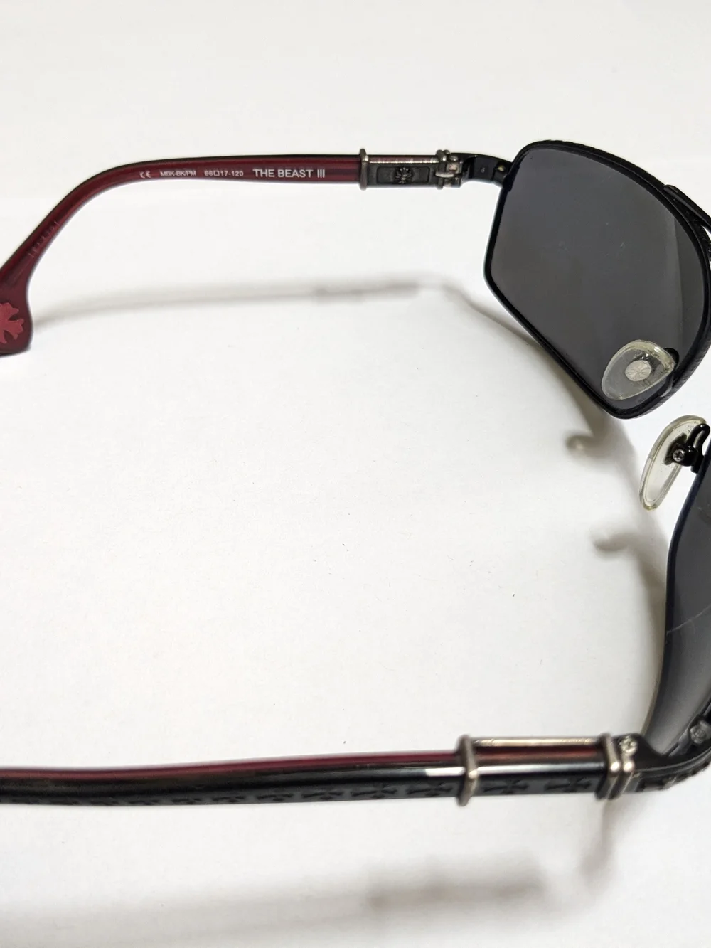 Chrome Hearts The Beast Sunglasses Black Red Aviator Gray Lens Cross